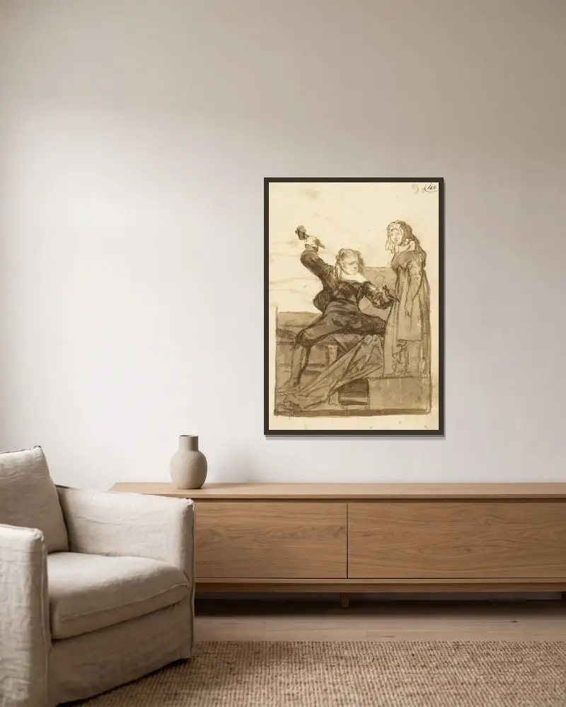 Pygmalion und Galatea von Francisco de Goya gerahmt an einer Wand