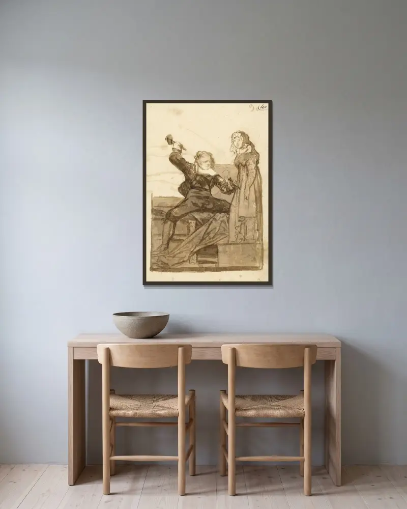 Pygmalion und Galatea von Francisco de Goya gerahmt an einer Wand