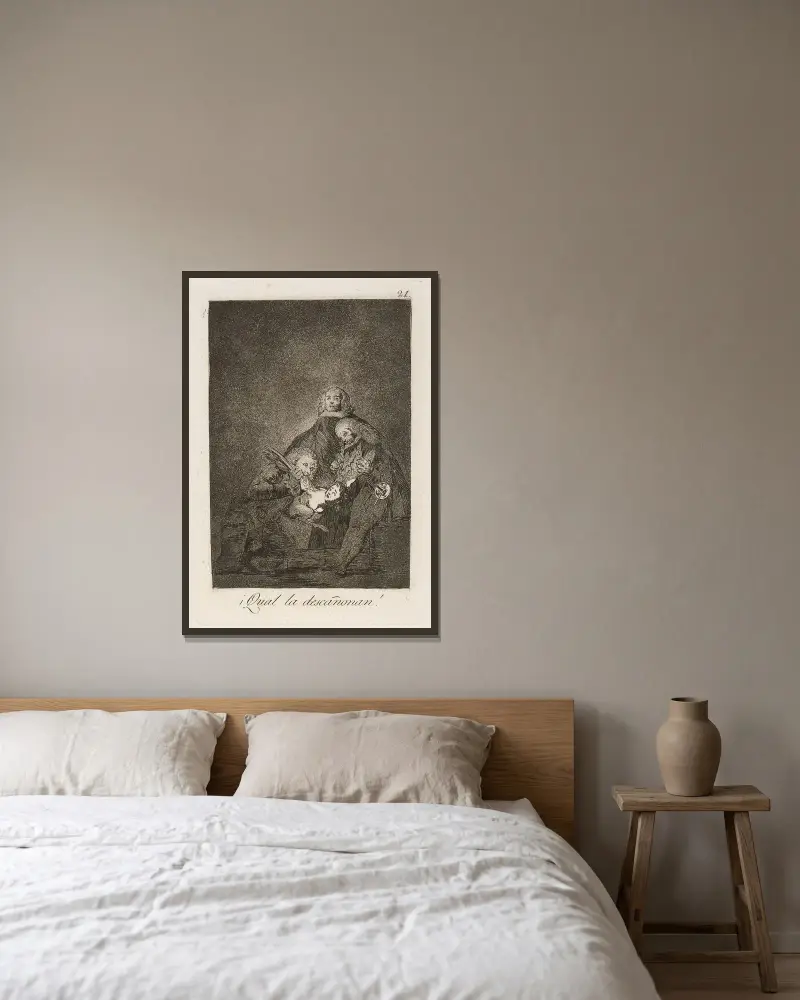 Qual la descañonan! (Jak ją skubią!), Francisco de Goya w ramie na ścianie