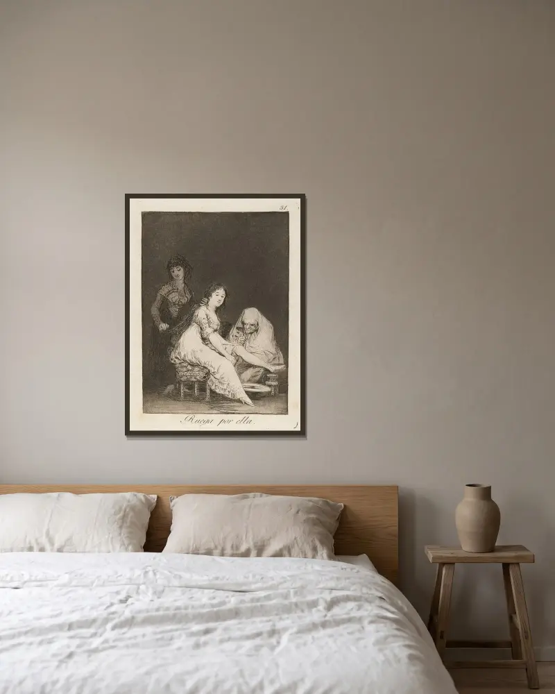 Sie betet für sie von Francisco de Goya gerahmt an einer Wand