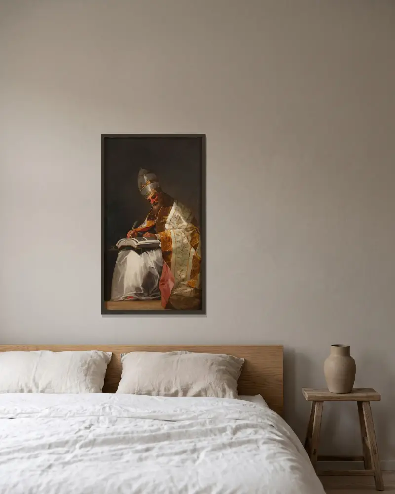 Saint Gregory the Great, Pope av Francisco de Goya inramad på en vägg