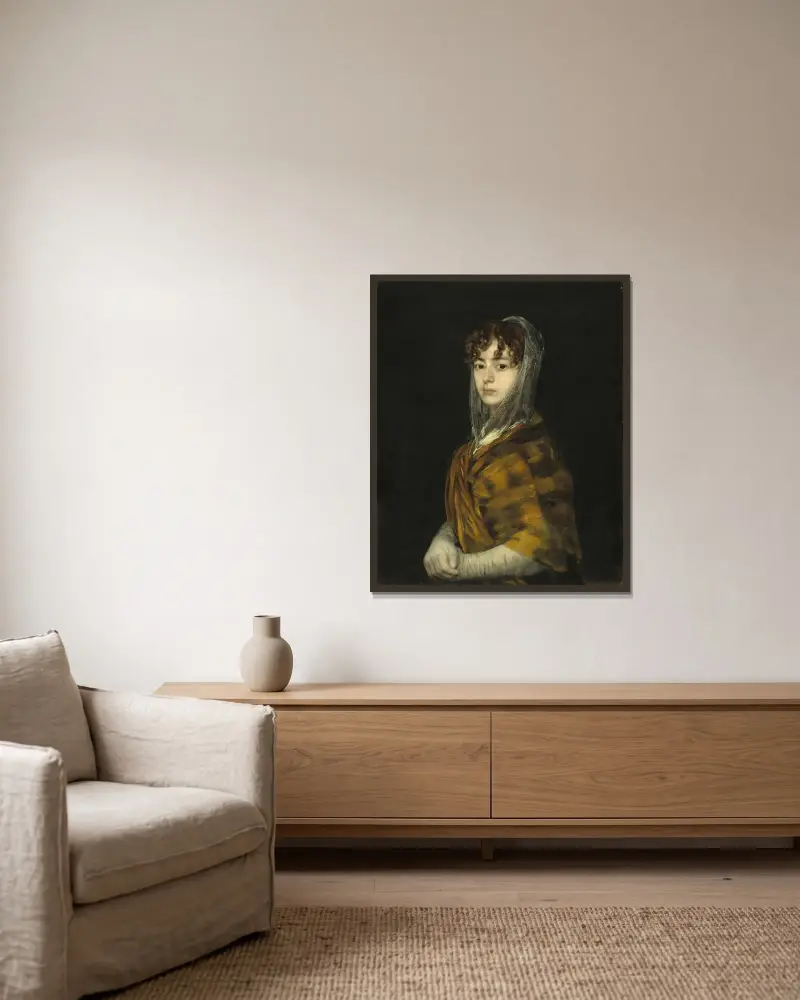 Señora Sabasa Garcia av Francisco de Goya inramad på en vägg