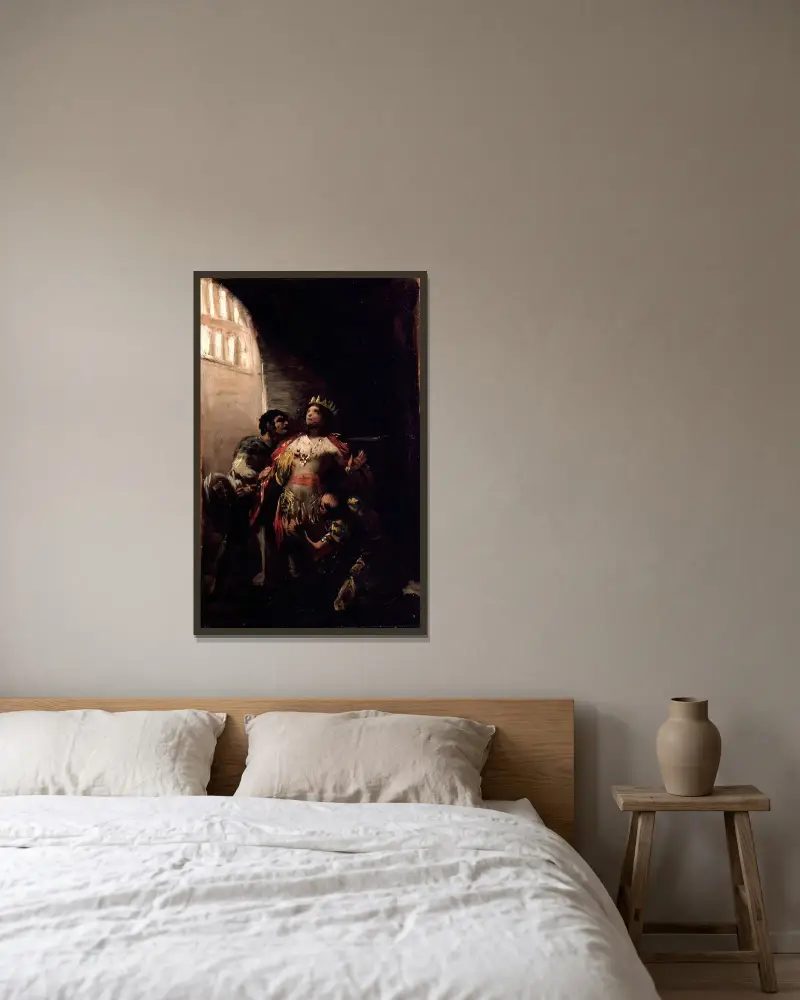 Der heilige Hermenegild im Gefängnis von Francisco de Goya gerahmt an einer Wand