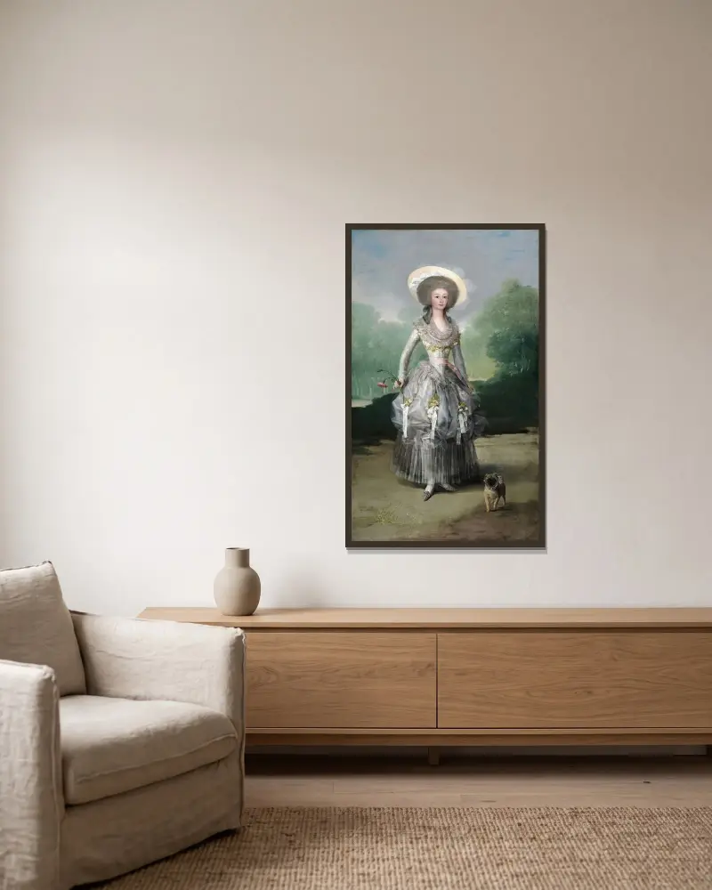 Die Markgräfin de Pontejos von Francisco de Goya gerahmt an einer Wand