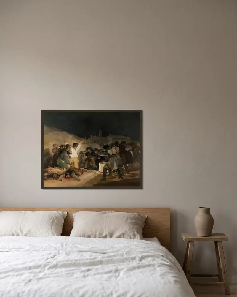 The Third of May 1808 av Francisco de Goya inramad på en vägg