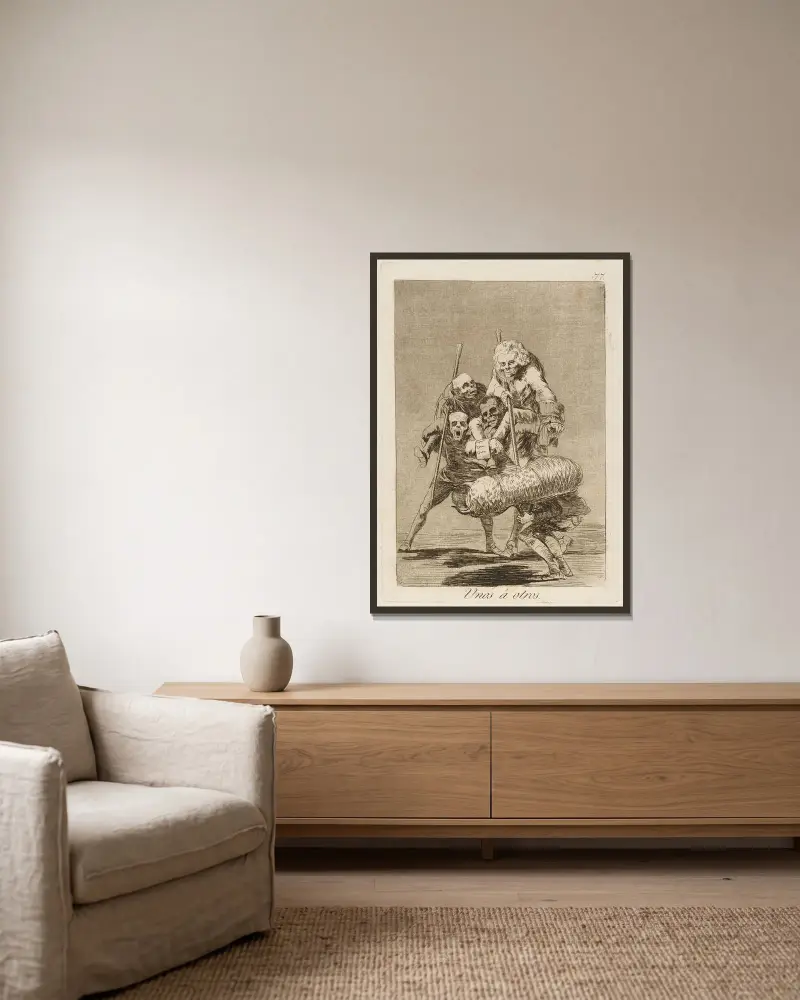 Unos á otros von Francisco de Goya gerahmt an einer Wand