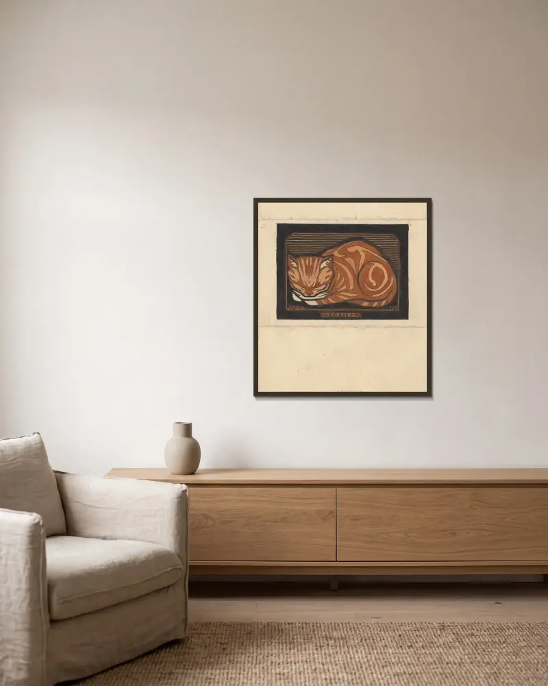 Cat December von Julie de Graag gerahmt an einer Wand