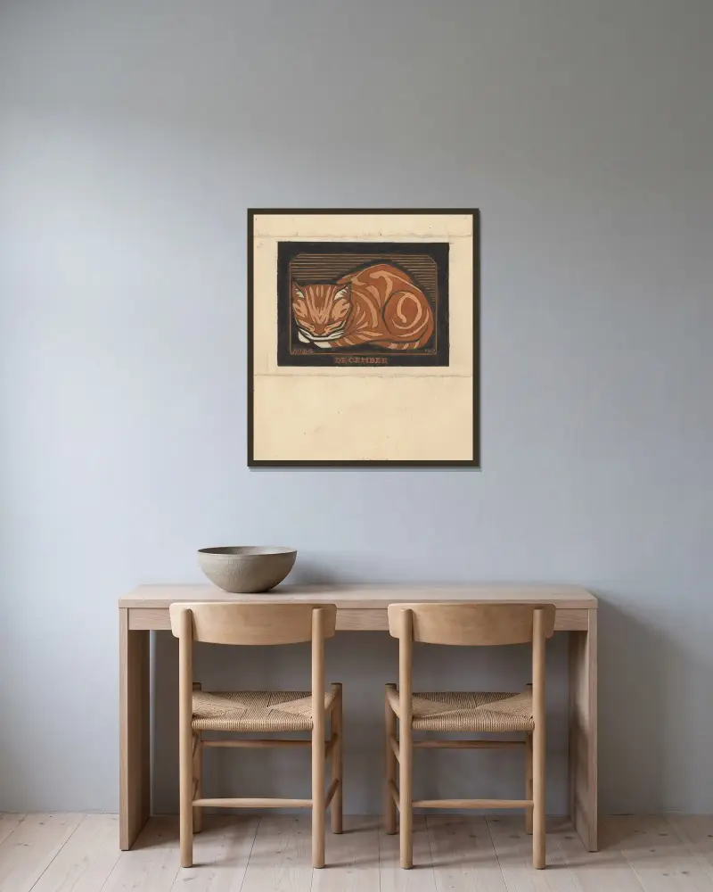 Cat December von Julie de Graag gerahmt an einer Wand