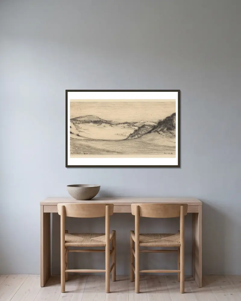 Dünenlandschaft bei Groet von Julie de Graag gerahmt an einer Wand