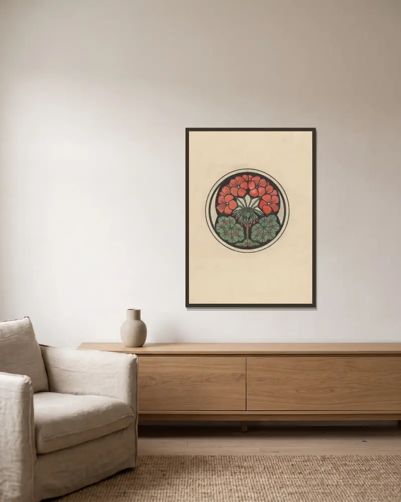 Geranium av Julie de Graag inramad på en vägg