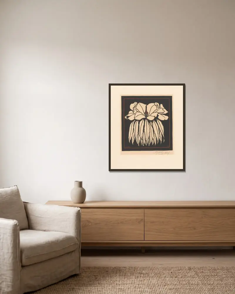 Godetia. von Julie de Graag gerahmt an einer Wand