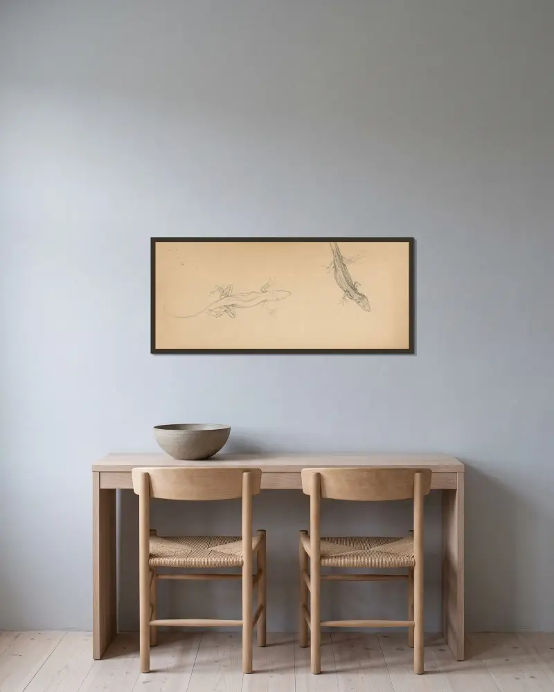 Lizards von Julie de Graag gerahmt an einer Wand