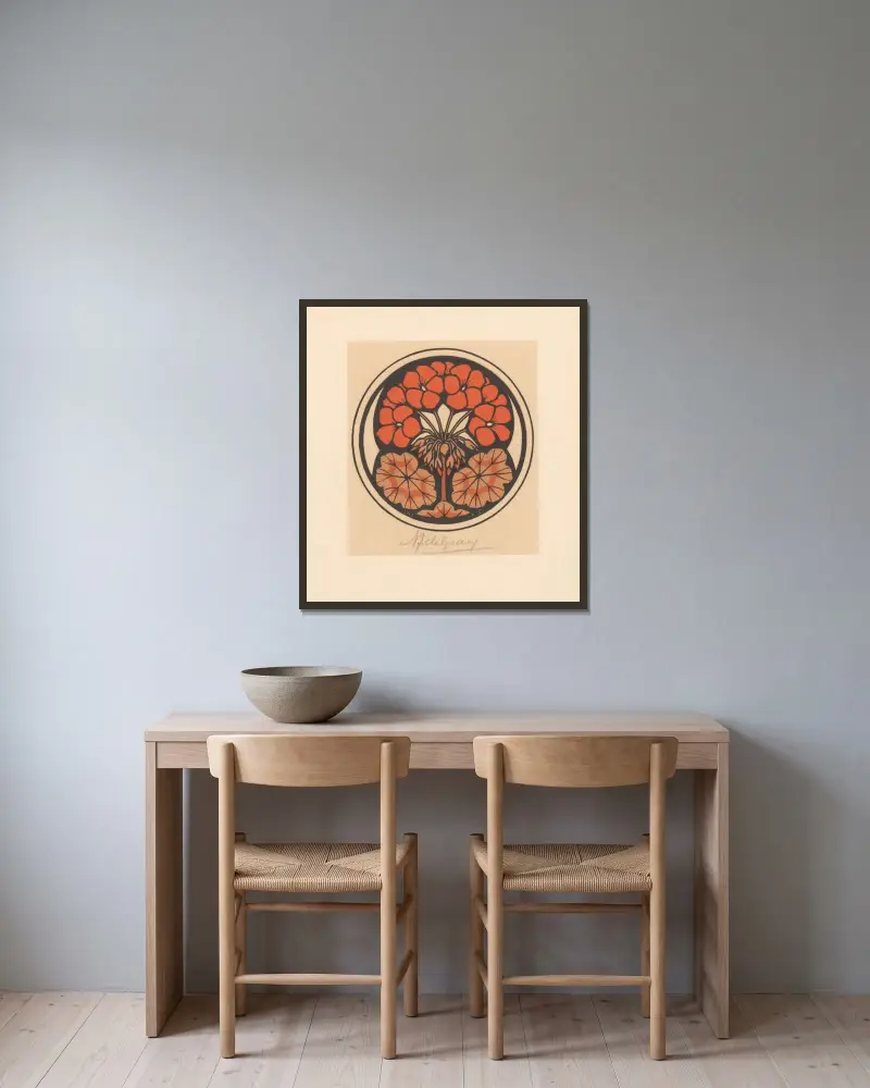Nasturtium av Julie de Graag inramad på en vägg