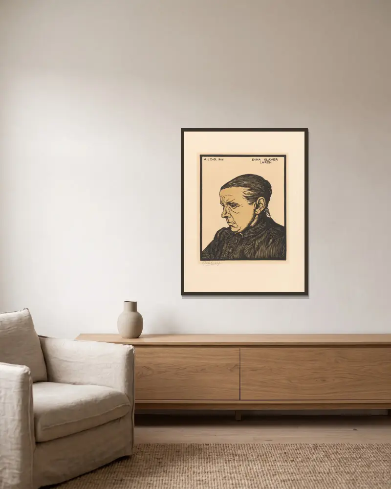 Portrait of Dina Klaver, Laren av Julie de Graag inramad på en vägg