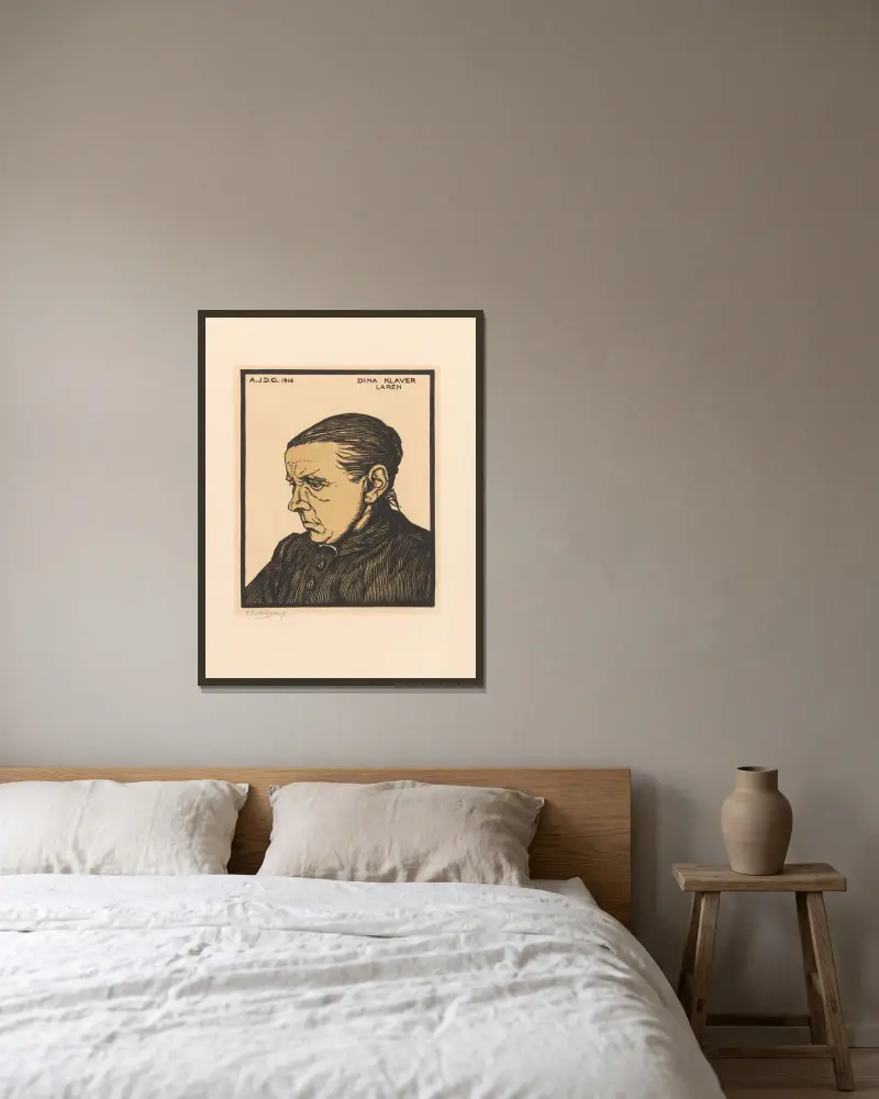 Portrait of Dina Klaver, Laren av Julie de Graag inramad på en vägg