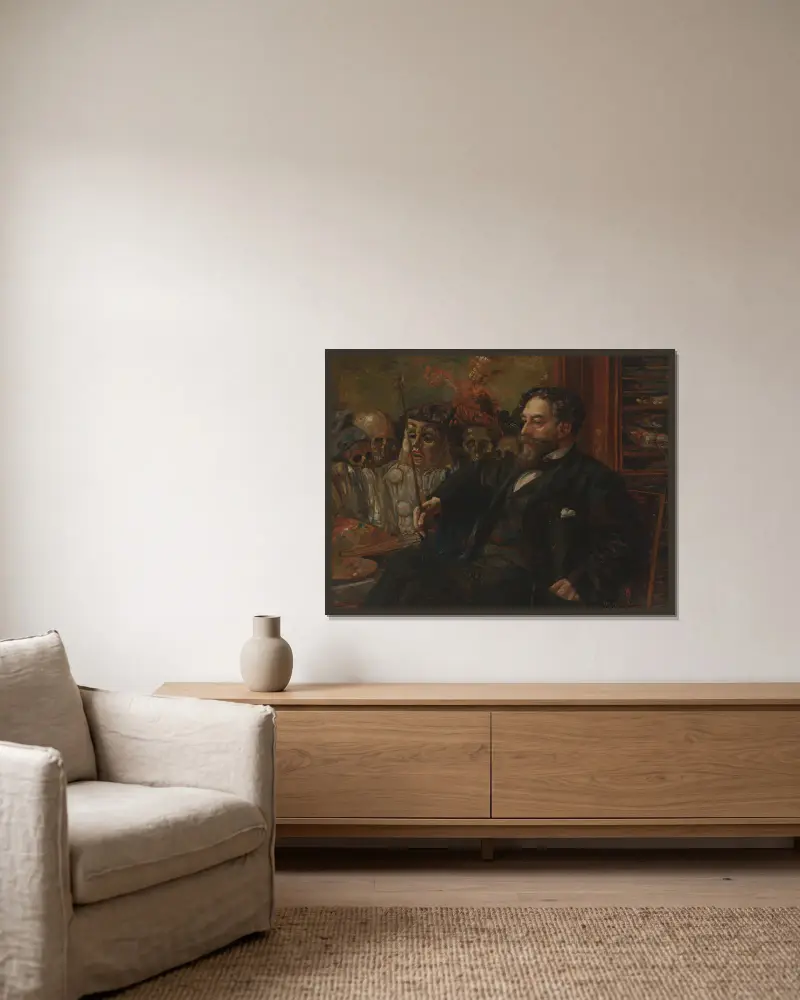 Portrét James Ensora, Henry de Groux v rámu na stěně