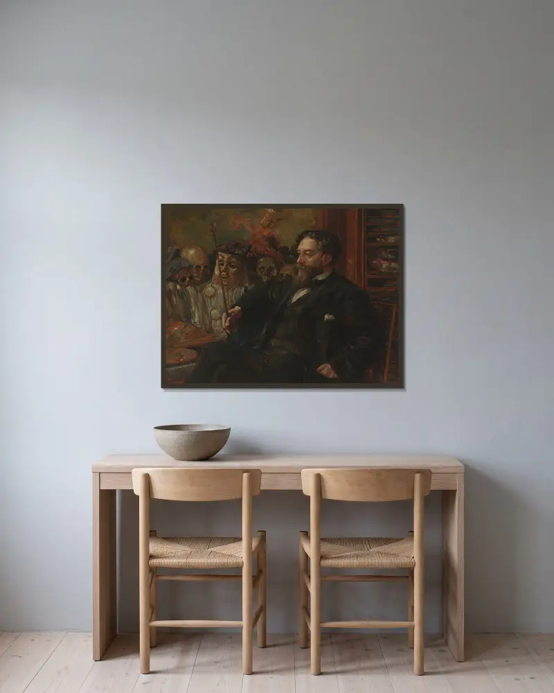 Portrét James Ensora, Henry de Groux v rámu na stěně