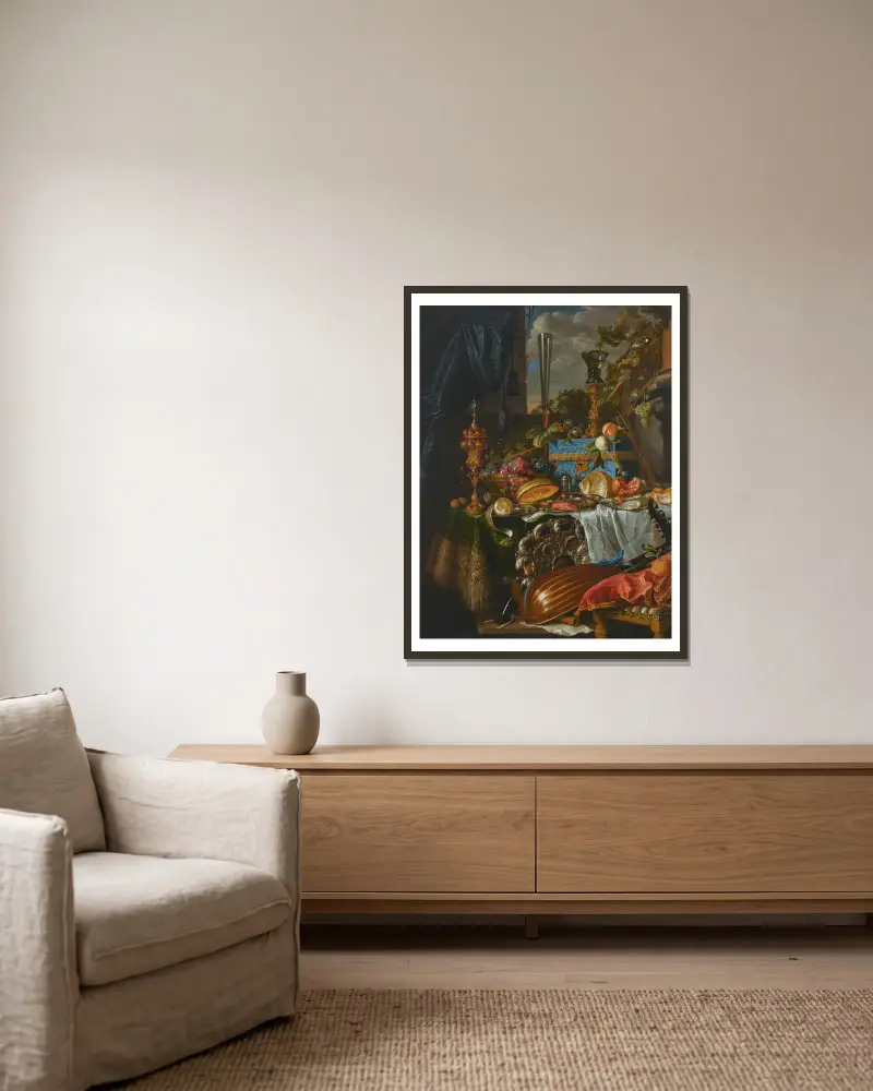 A banquet still life – nr 2 av Jan Davidsz de Heem inramad på en vägg