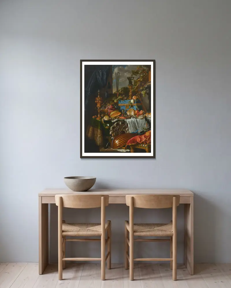 A banquet still life – nr 2 av Jan Davidsz de Heem inramad på en vägg