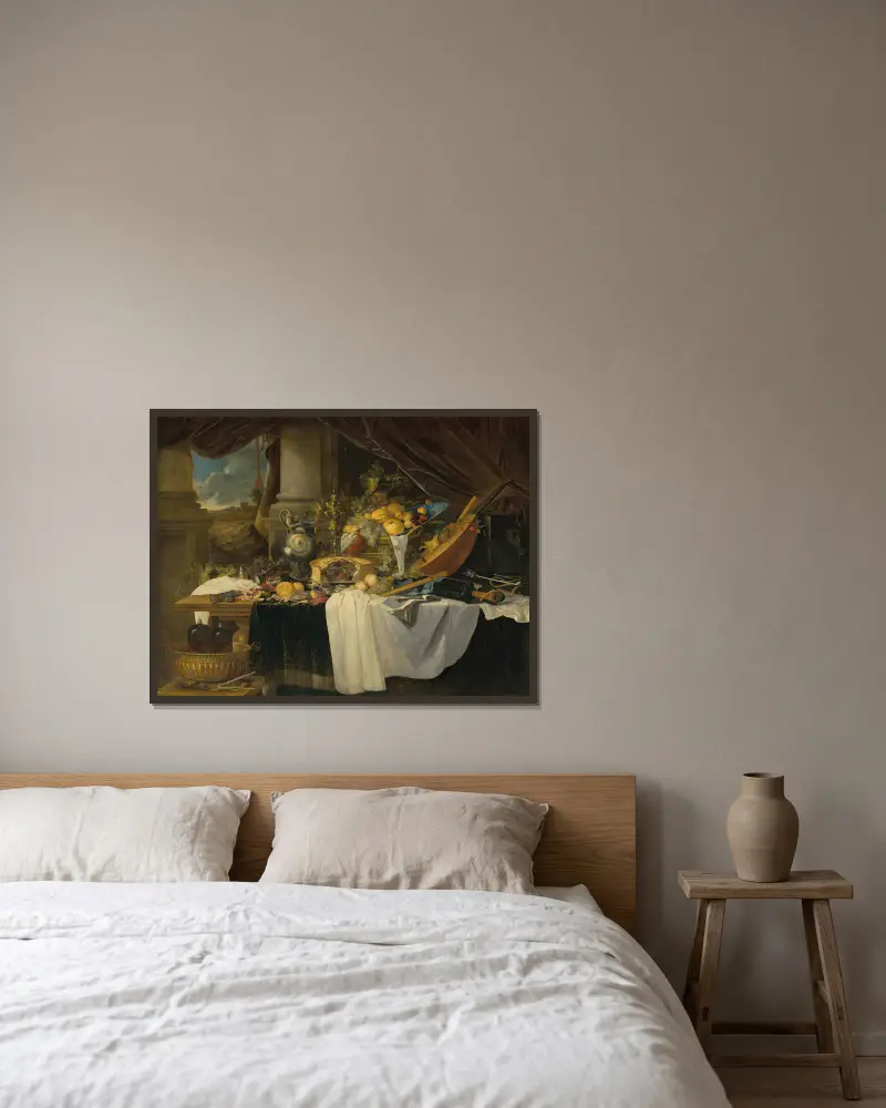 A banquet still life – nr 1 av Jan Davidsz de Heem inramad på en vägg