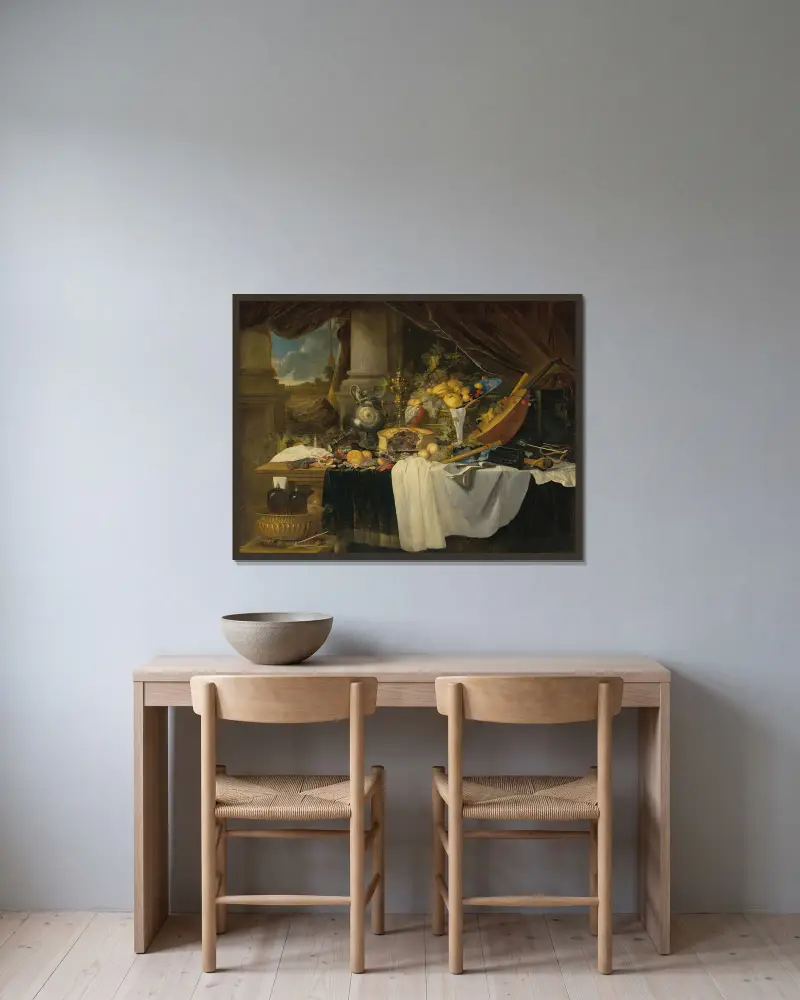 A banquet still life – nr 1 av Jan Davidsz de Heem inramad på en vägg
