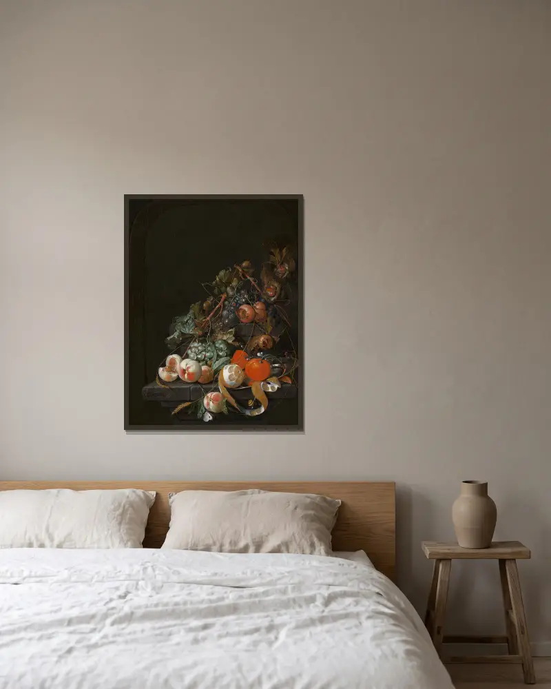 Zátiší s ovocem, Cornelis de Heem v rámu na stěně