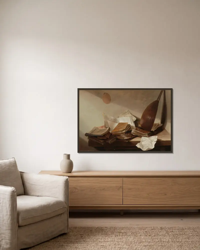 Stillleben mit Büchern von Jan Davidsz de Heem gerahmt an einer Wand