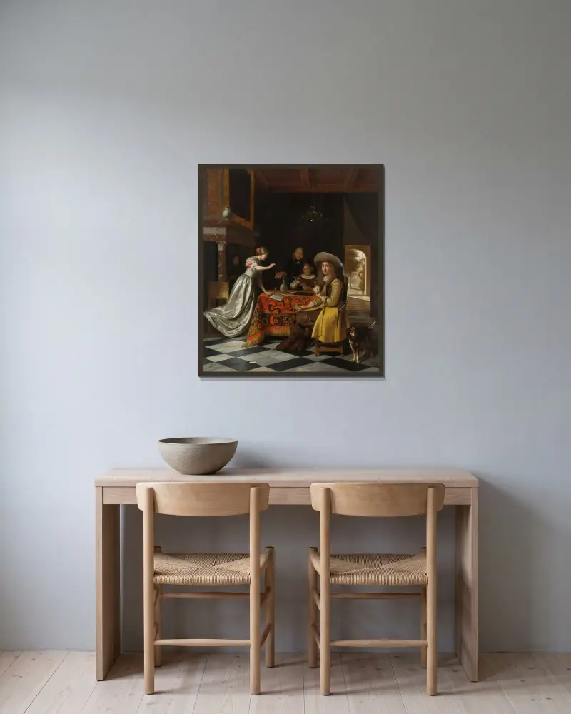 Kartenspieler an einem Tisch von Pieter De Hooch gerahmt an einer Wand