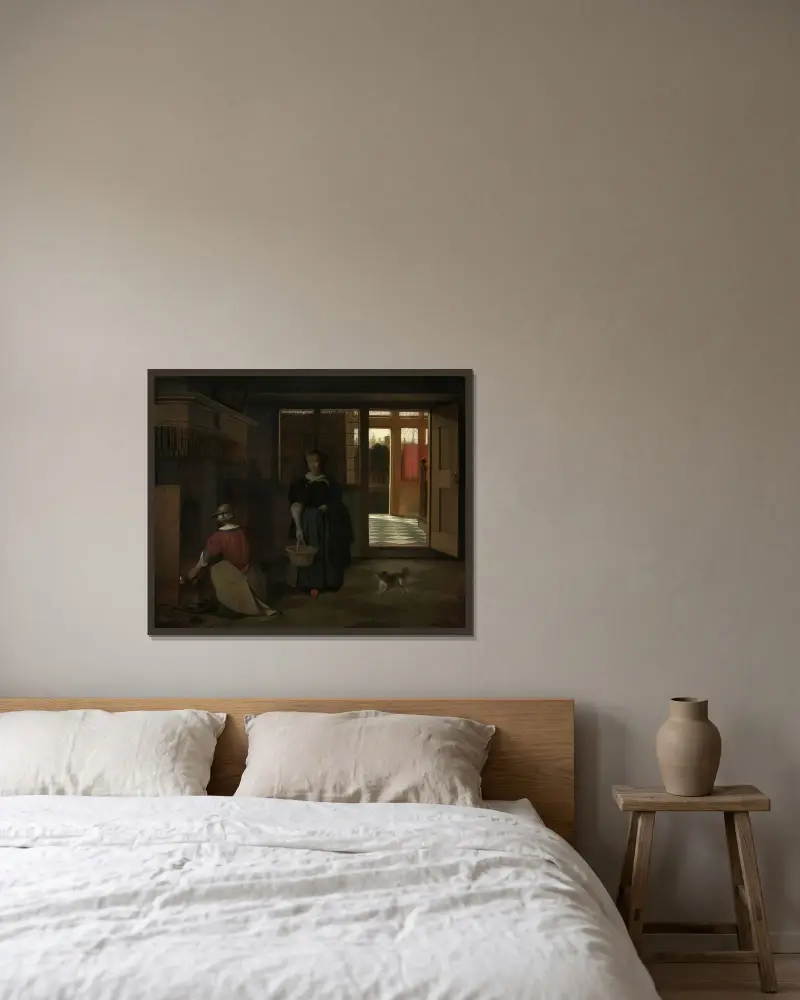 Interieur eines holländischen Hauses von Pieter De Hooch gerahmt an einer Wand