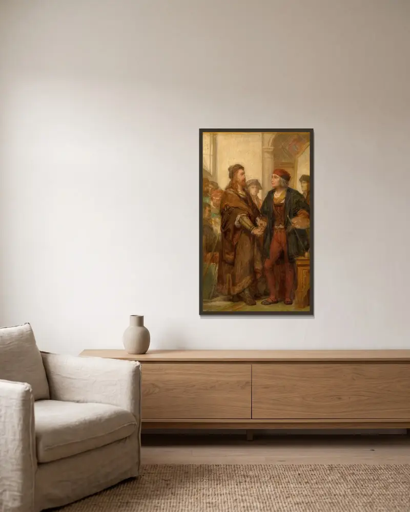 Albrecht Dürer w odwiedzinach u Quintena Massijsa, Nicaise De Keyser w ramie na ścianie