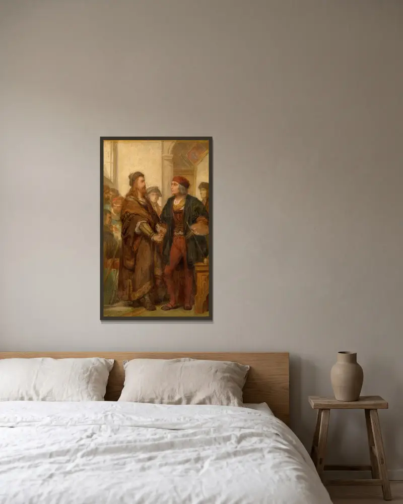 Albrecht Dürer w odwiedzinach u Quintena Massijsa, Nicaise De Keyser w ramie na ścianie