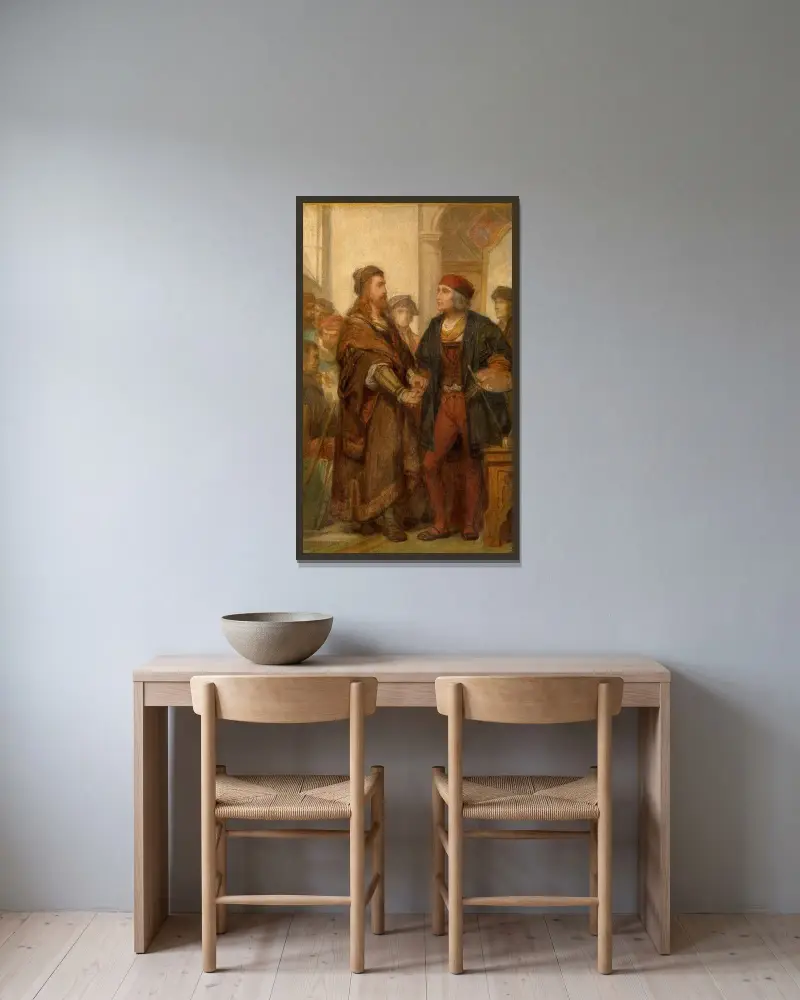 Albrecht Dürer w odwiedzinach u Quintena Massijsa, Nicaise De Keyser w ramie na ścianie