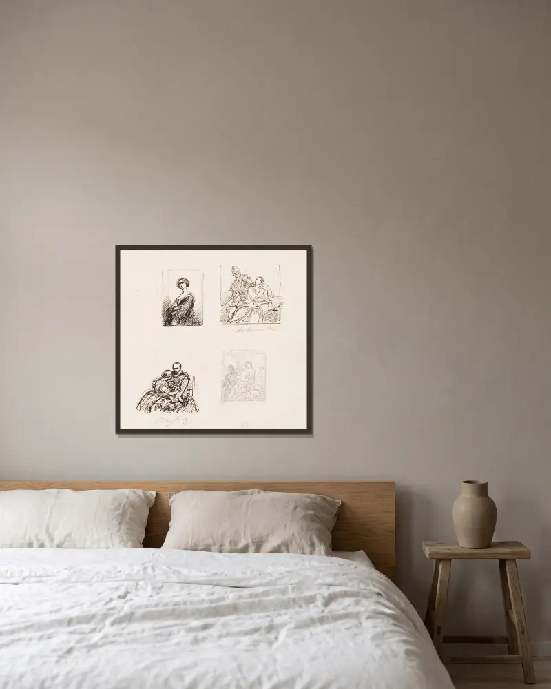 Archimedes and Three Portraits av Nicaise De Keyser inramad på en vägg