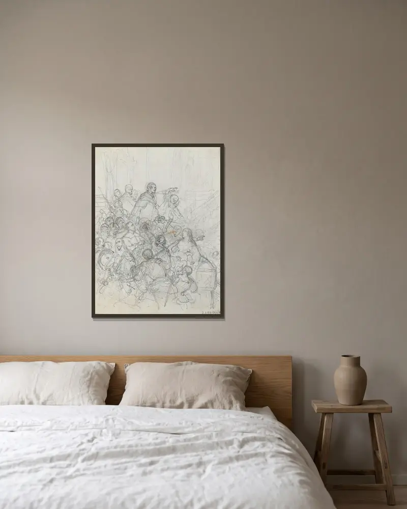 Buchillustration – Nr. 2 von Nicaise De Keyser gerahmt an einer Wand