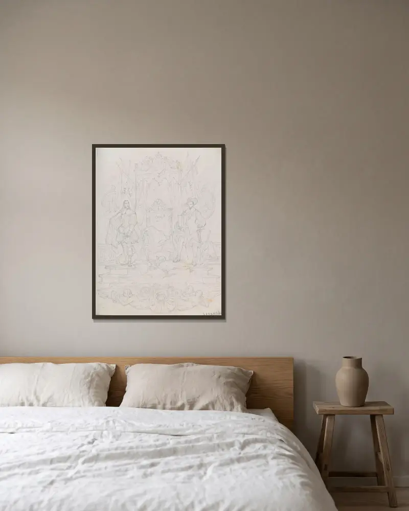 Buchillustration, Nr. 1 von Nicaise De Keyser gerahmt an einer Wand