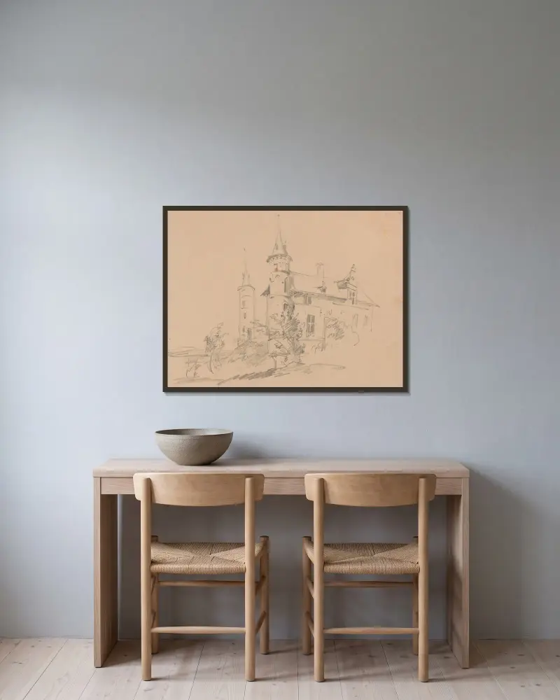 Schloss von Nicaise De Keyser gerahmt an einer Wand