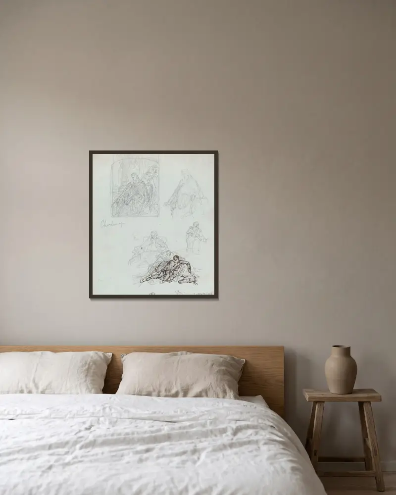 Karl den store och andra figurer av Nicaise De Keyser inramad på en vägg