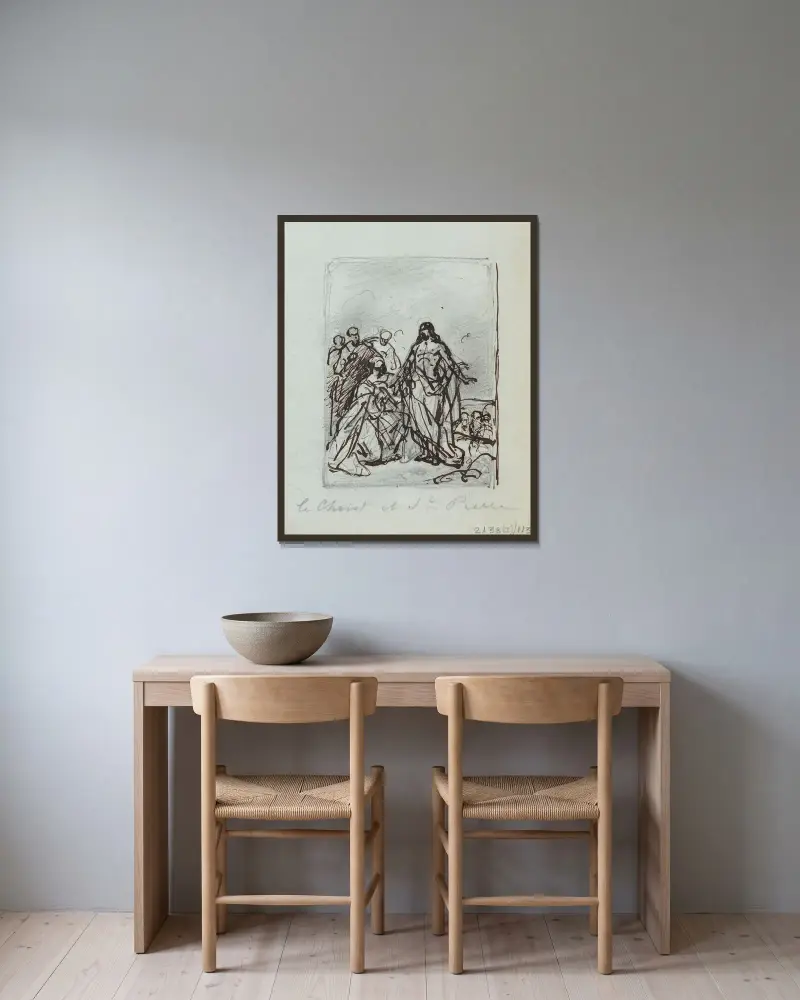 Kristus och Sankt Petrus av Nicaise De Keyser inramad på en vägg