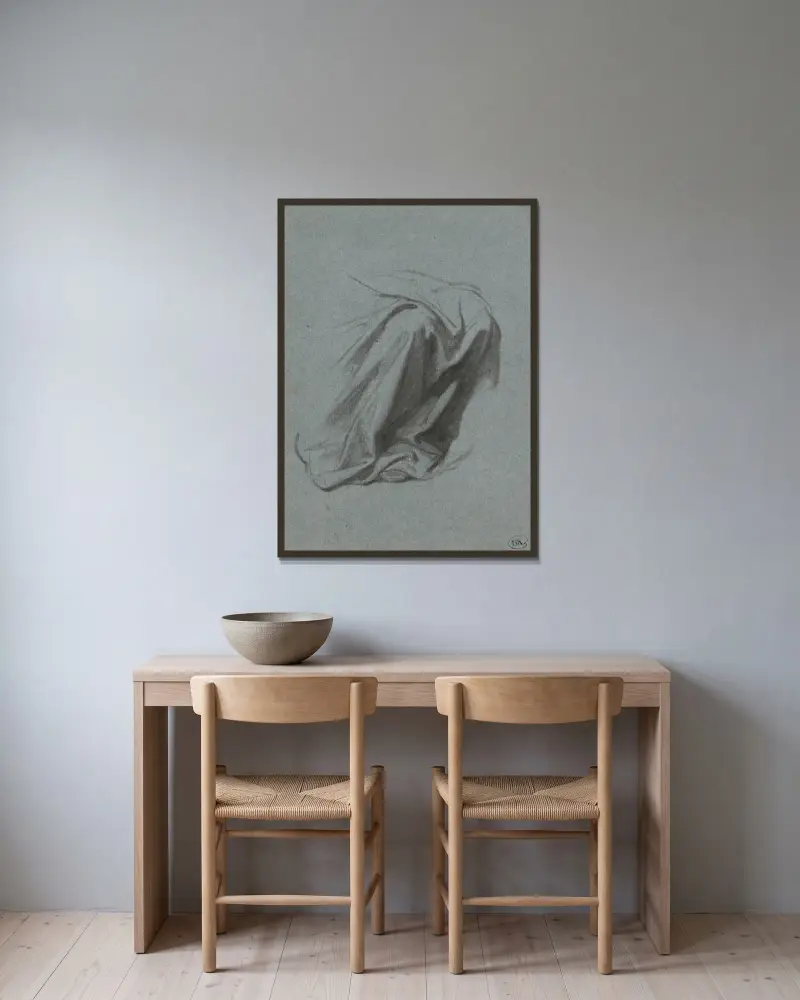 Draperter Stoff – Nr. 1 von Nicaise De Keyser gerahmt an einer Wand