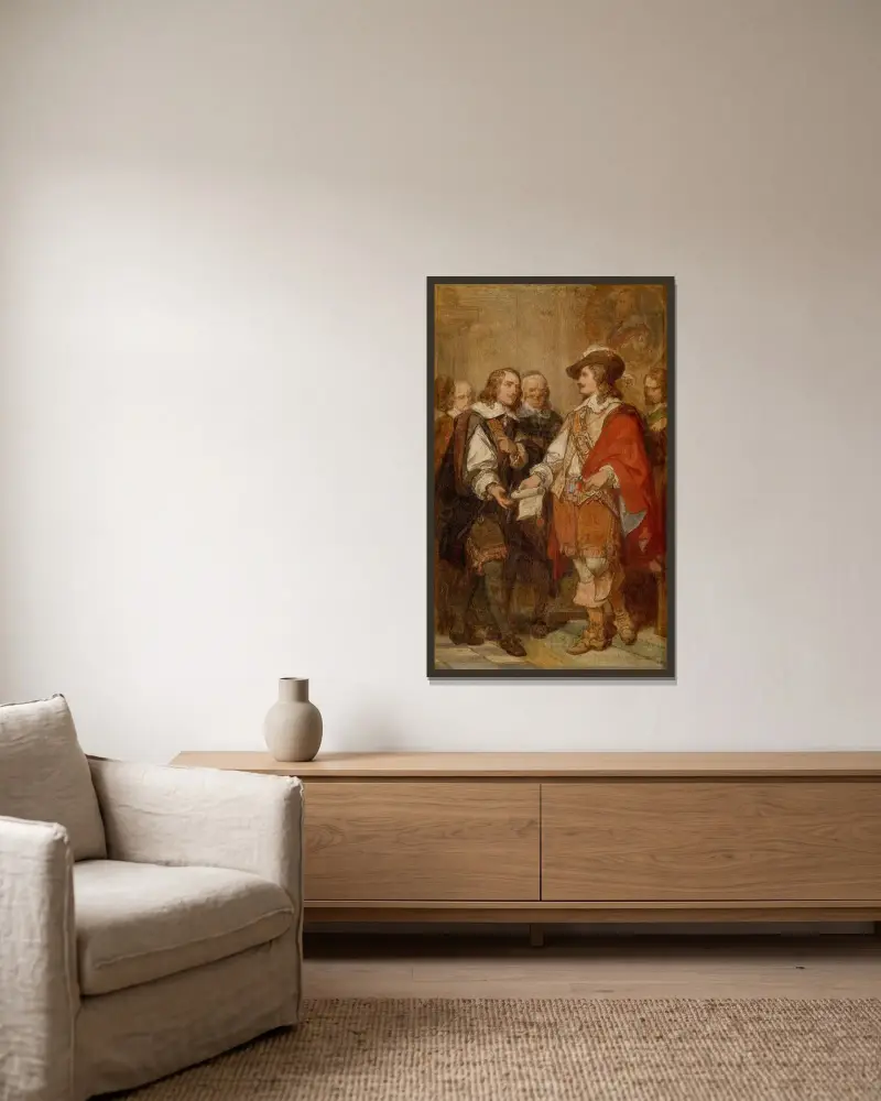Grundandet av Antwerpens akademi av David Teniers II av Nicaise De Keyser inramad på en vägg