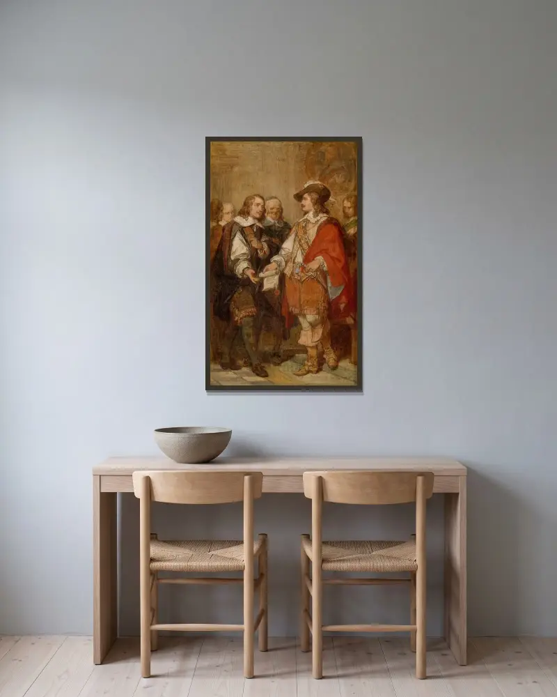 Grundandet av Antwerpens akademi av David Teniers II av Nicaise De Keyser inramad på en vägg