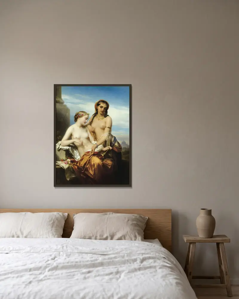 Österlandet och Västerlandet av Nicaise De Keyser inramad på en vägg