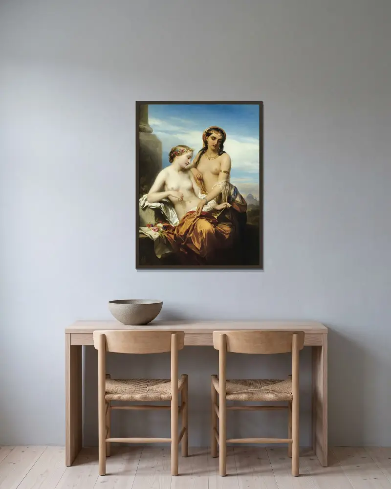 Österlandet och Västerlandet av Nicaise De Keyser inramad på en vägg