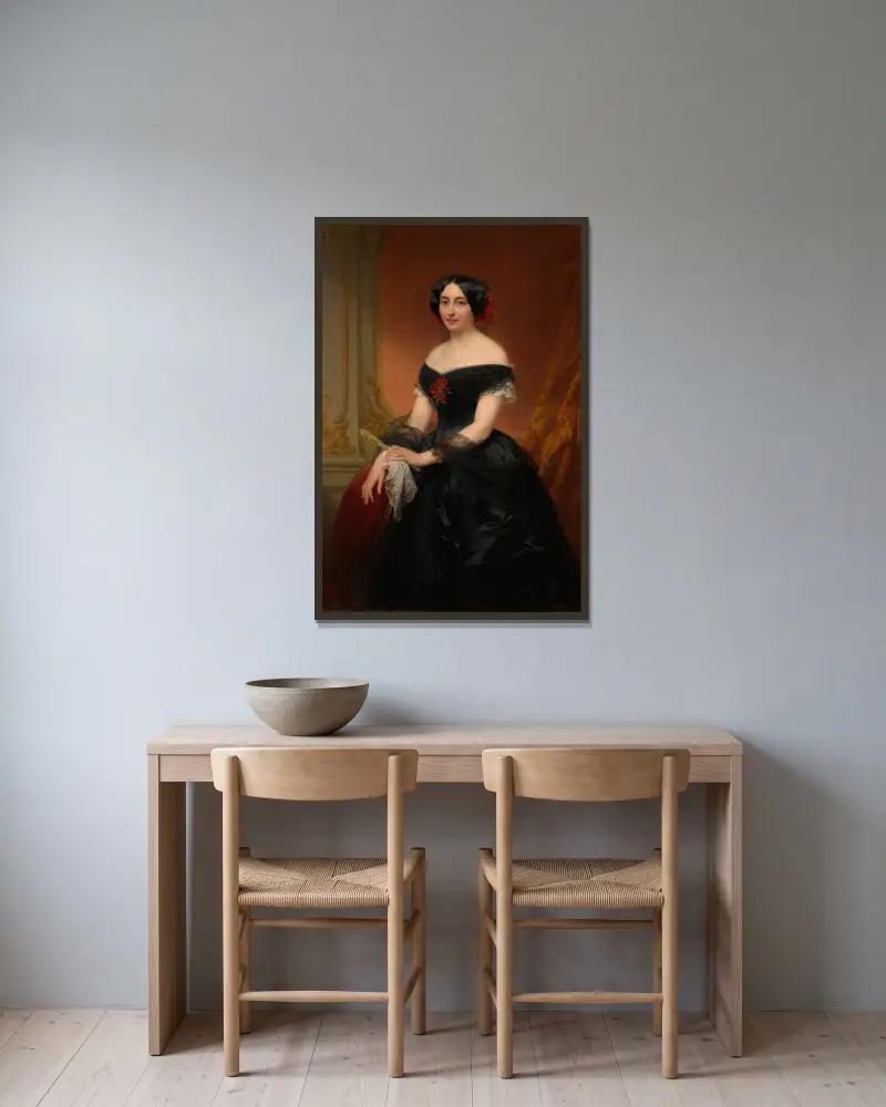Madame Mols-de Brialmont av Nicaise De Keyser inramad på en vägg