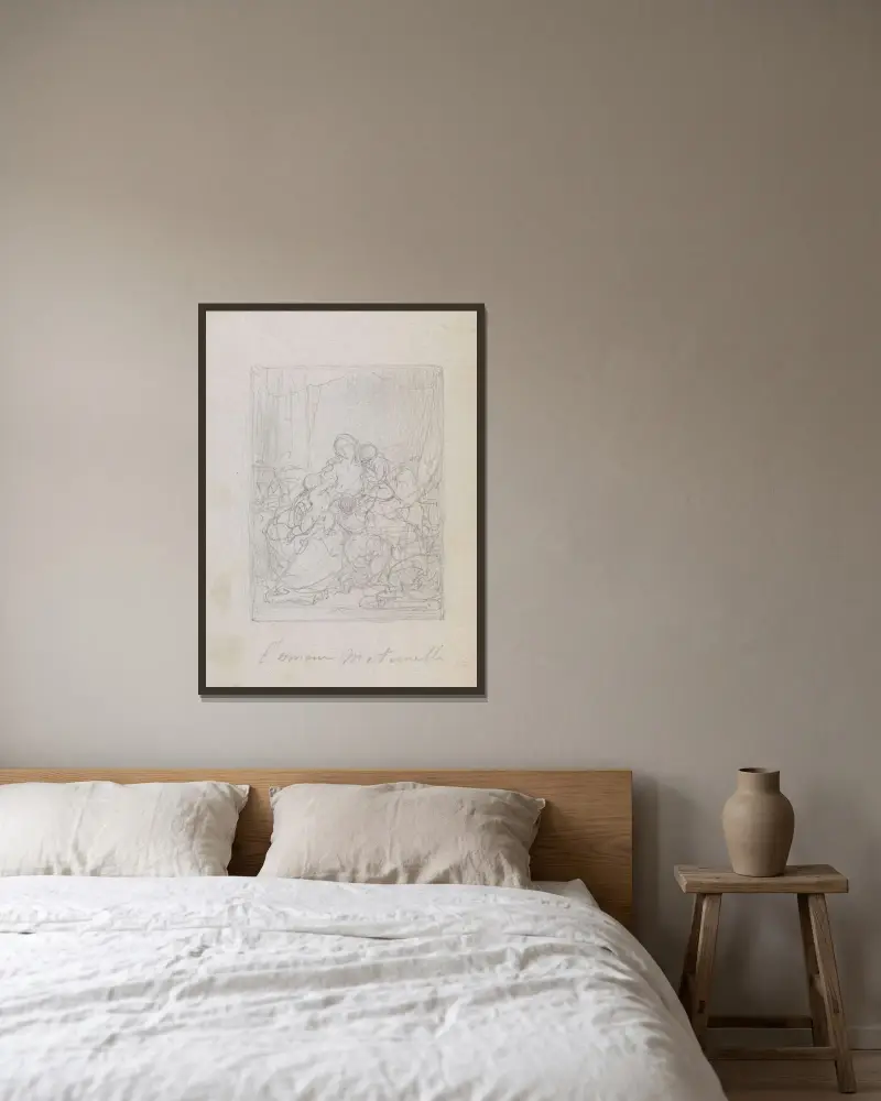 Mutterliebe von Nicaise De Keyser gerahmt an einer Wand
