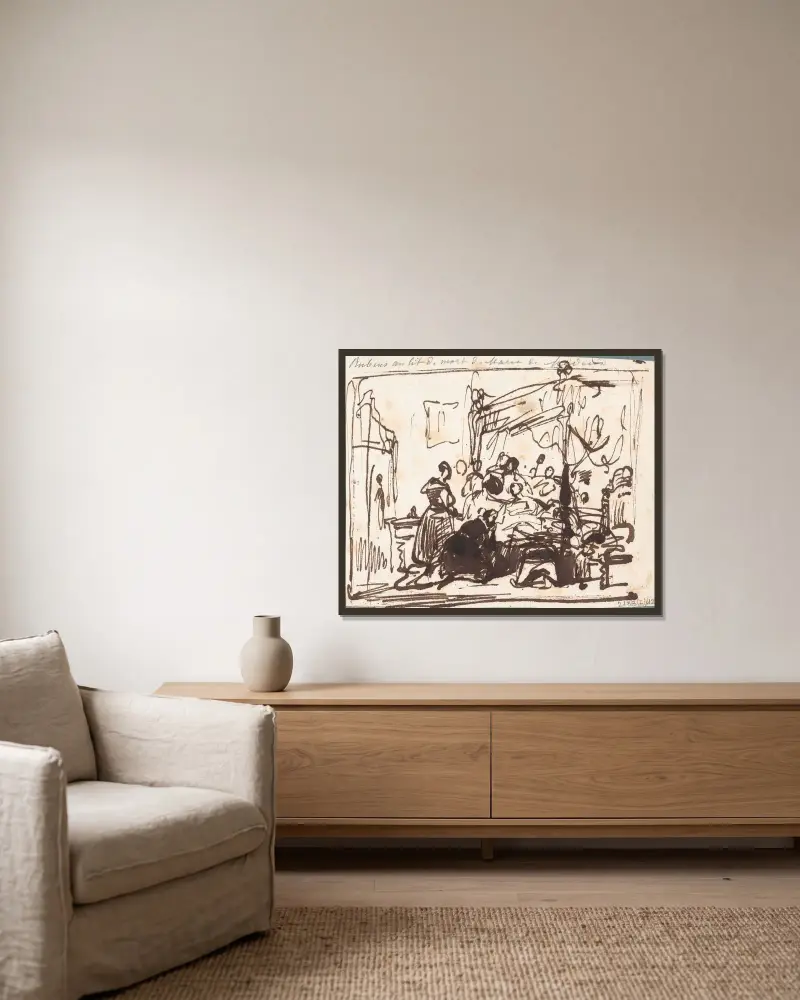 Peter Paul Rubens przy łożu śmierci Marii de' Medici, Nicaise De Keyser w ramie na ścianie
