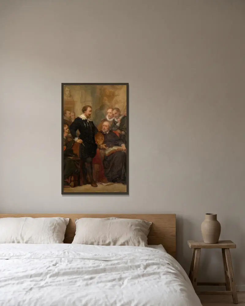Peter Paul Rubens i sin ateljé av Nicaise De Keyser inramad på en vägg