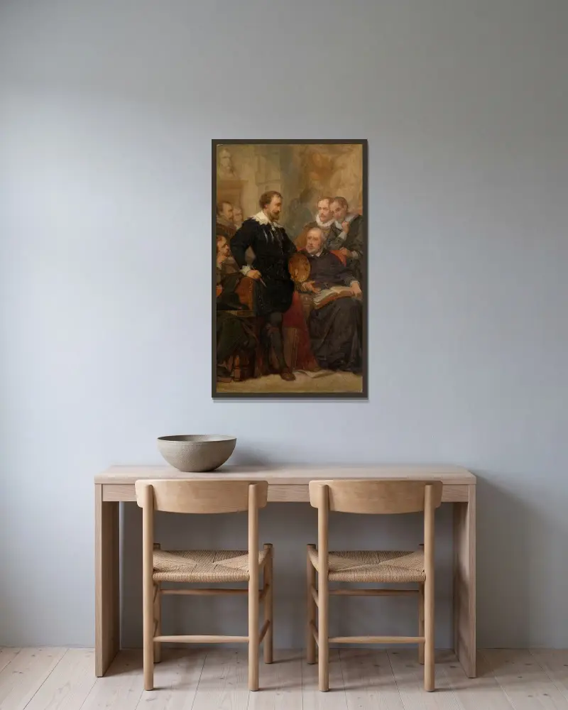 Peter Paul Rubens i sin ateljé av Nicaise De Keyser inramad på en vägg