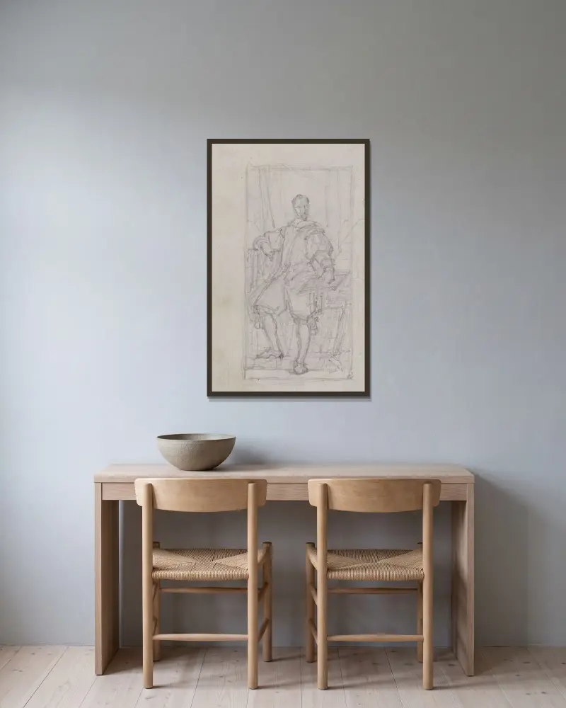 Porträtt av en man av Nicaise De Keyser inramad på en vägg