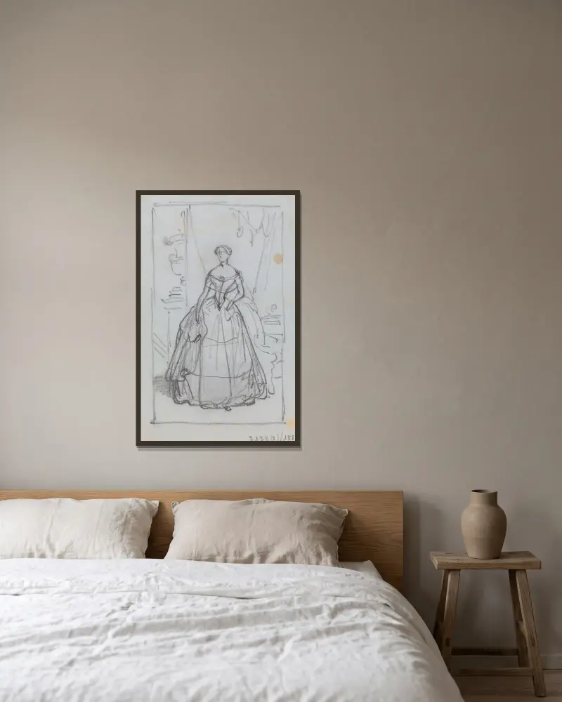 Porträtt av en kvinna av Nicaise De Keyser inramad på en vägg